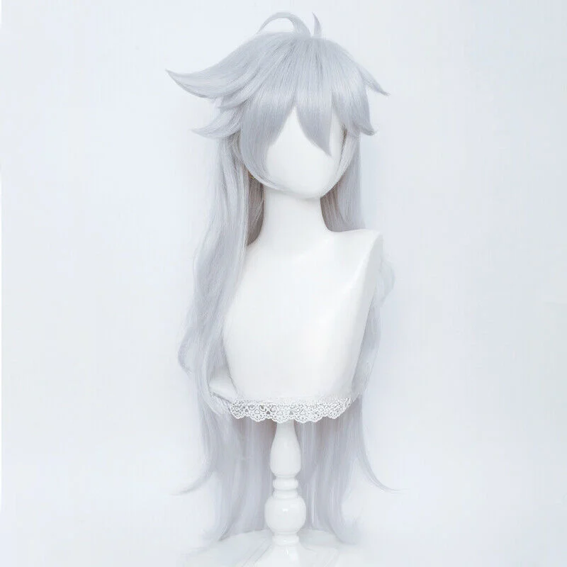 Genshin Impact Razor Cosplay Wig Long Silvery Grey Men Synthetic Hair