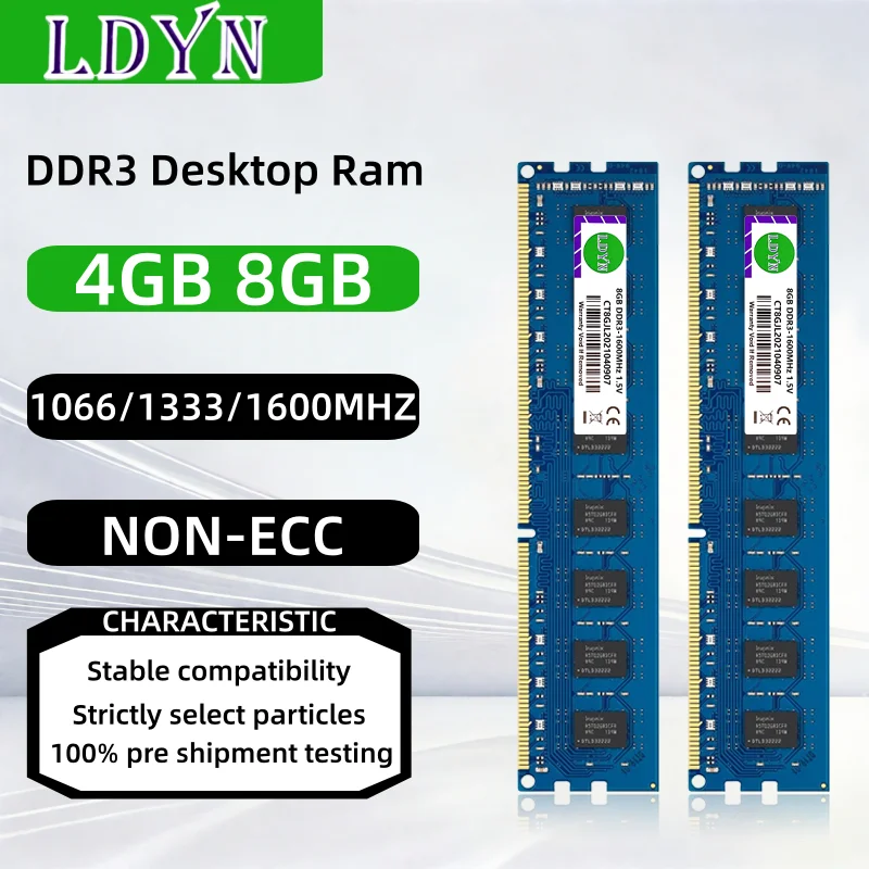 4GB 8GB DDR3 Desktop RAM 1066 1333 1600MHz PC3-8500 PC3-10600 PC3
