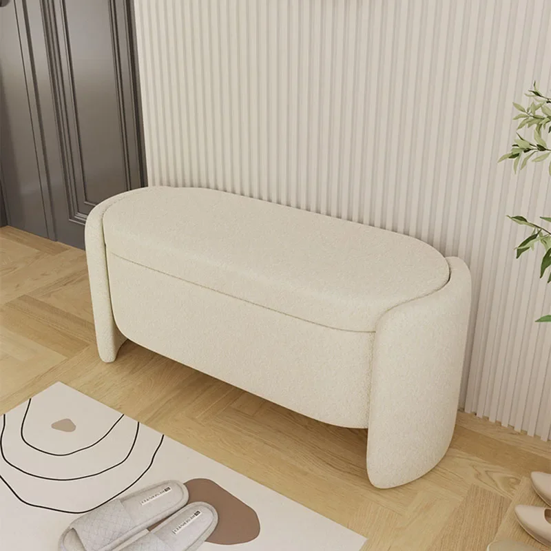 Modern Velvet Stool Bench White Luxury Hallway Cute Storage