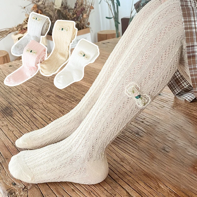 

Summer New Arrival Girls Clothing Mesh Breathable Cotton Cute Retro Bow Lace Twist Children Pantyhose Kids Tights Girl Clothes