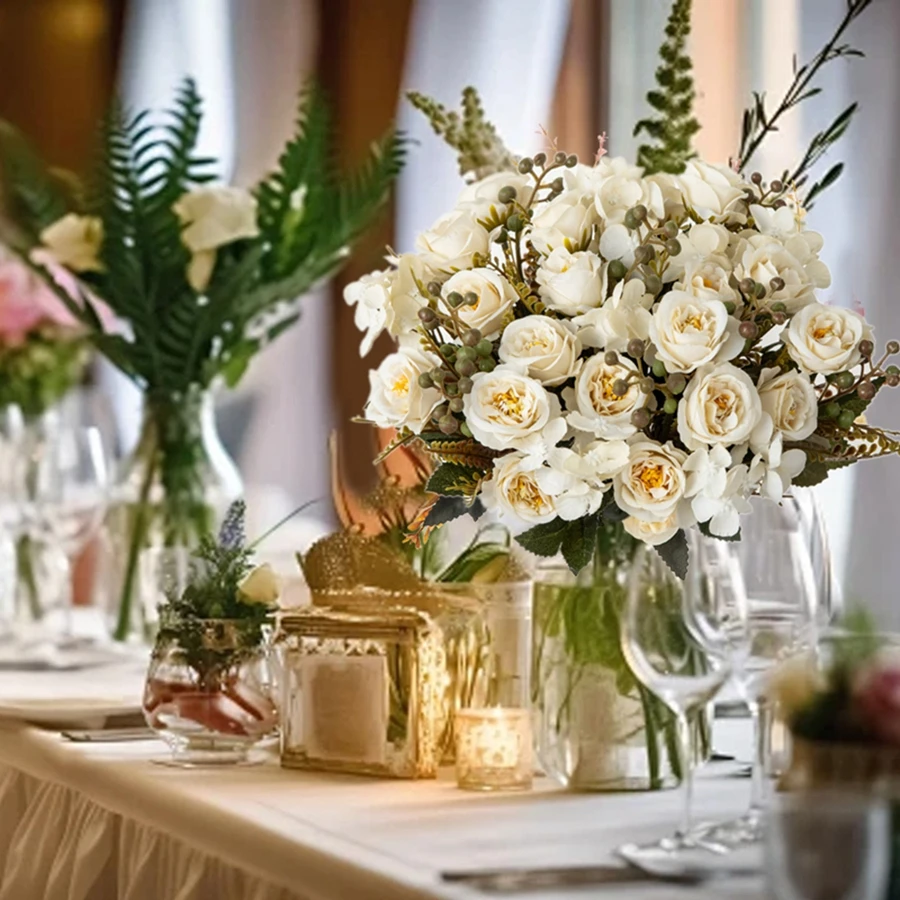 Künstliche Blumen, Seidenfranzösische Rosen, für Hochzeiten, Zuhause, Zimmer, Tisch, Festdekoration, Außenbereich, Garten, Brautstrauß, DIY-Geschenk, Accessoires – Detail 3