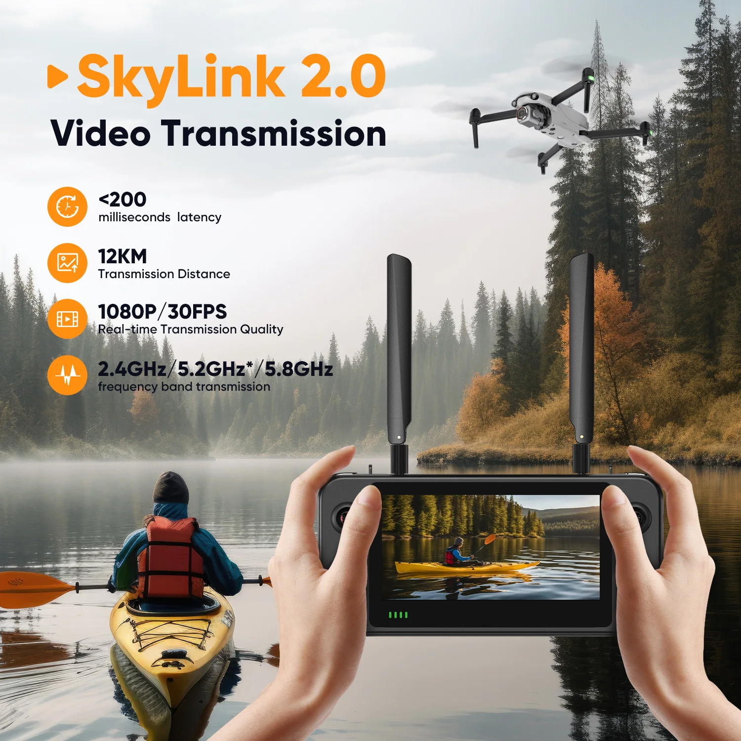 Autel EVO Lite 6K Enterprise Drone พร้อมกล้องความร้อน 1080P/30FPS 40 นาที 16x ซูม 866g น้ําหนักเบา Professional Flight Software