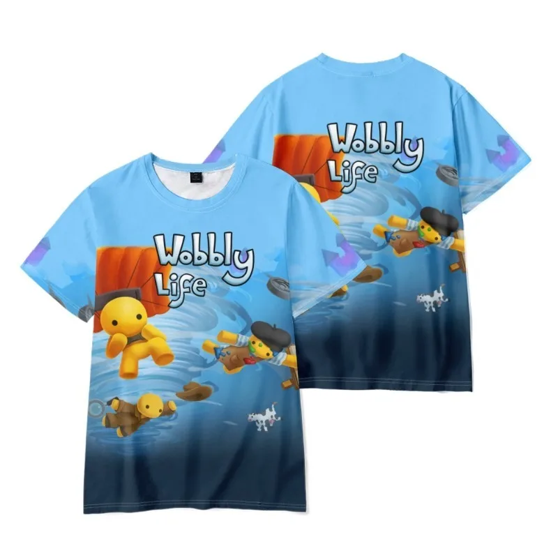 Nieuw Wobbly Life T-shirt met bedrukt shirt met ronde hals en korte mouwen Geschikt voor kleding Jongens Meisjes Dagelijkse benodigdheden