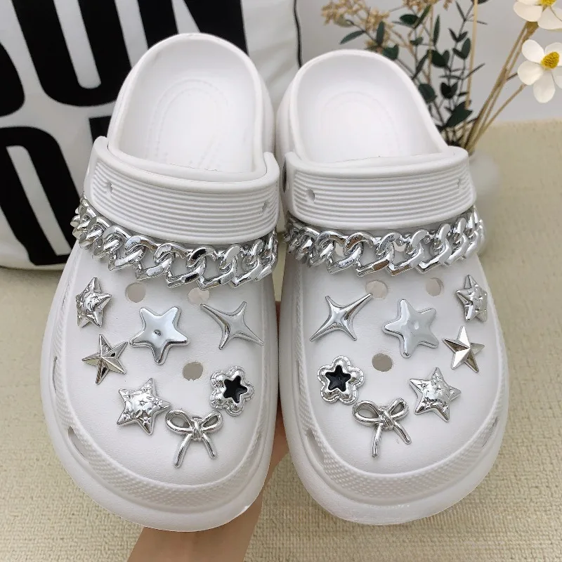 Whole Set Hot Sale DIY Hole Shoes Charms High end butterfly heart Accessories Designer Quality Garden Shoe Decoration Girl Gift