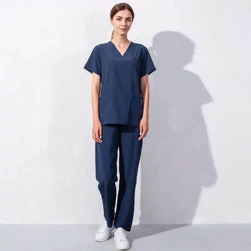 Neue Ankunft Pet Krankenhaus Uniform Peeling Anzüge Einfarbig Unisex OP-Kittel Tasche V-ausschnitt Peelings Set Für Frauen Jogger