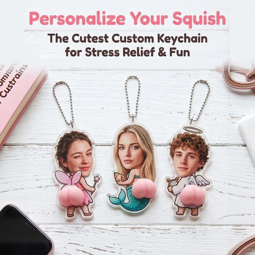 Custom Photo Acrylic Keychain,Personalized Squishy Butt Charm,Cute Quirky Novelty,Funny Birthday Gift,Magical Party Favor view 4