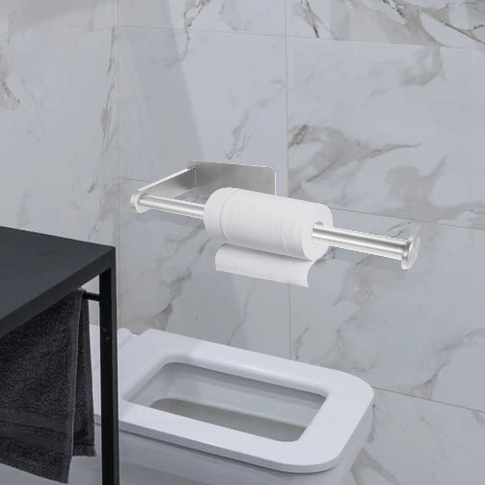

Wall-Mounted Toilet Paper Holder Stainless Steel Roll Paper Towel Rack Bathroom Kitchen Tissue Storage Shelf Corrosion