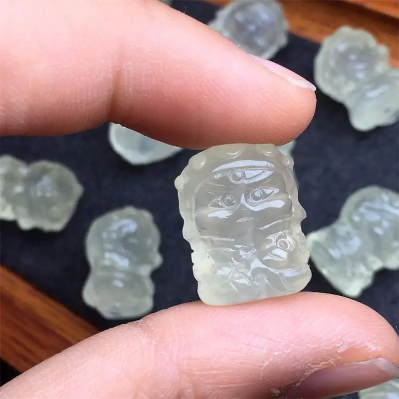 

5PCS Natural Citrine God Of Wealth Carving Figurine Healing Quartz Reiki Lucky Cute Festival Gift 18MM