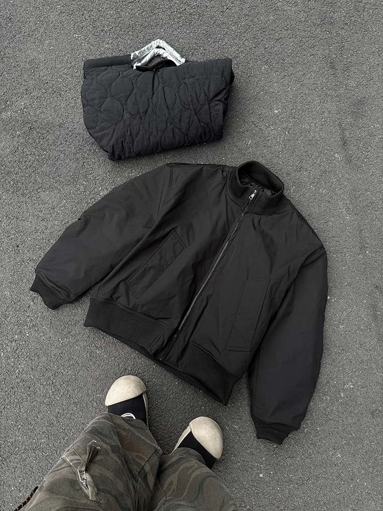 

Мужская куртка-бомбер в американском стиле, утепленная, с воротником-стойкой, для подростков, осенне-зимняя, хлопковая, в уличном стиле