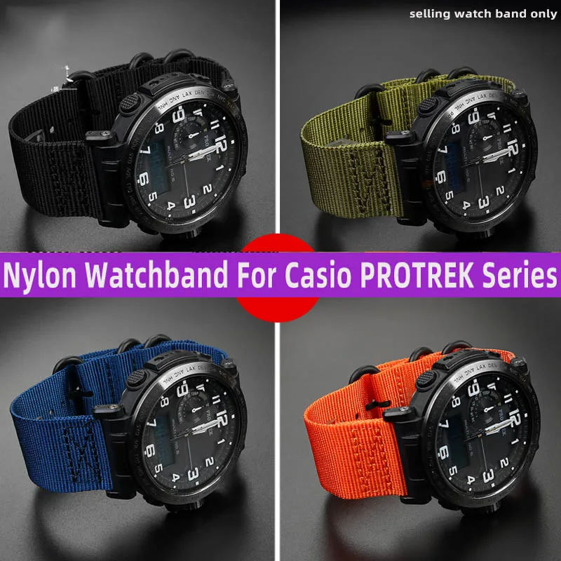 Nylon Watchband For Casio PROTREK Series PRW-6600 PRG-600Y PRG-650 PRG-600 Waterproof Sports 24mm Nylon canvas Strap