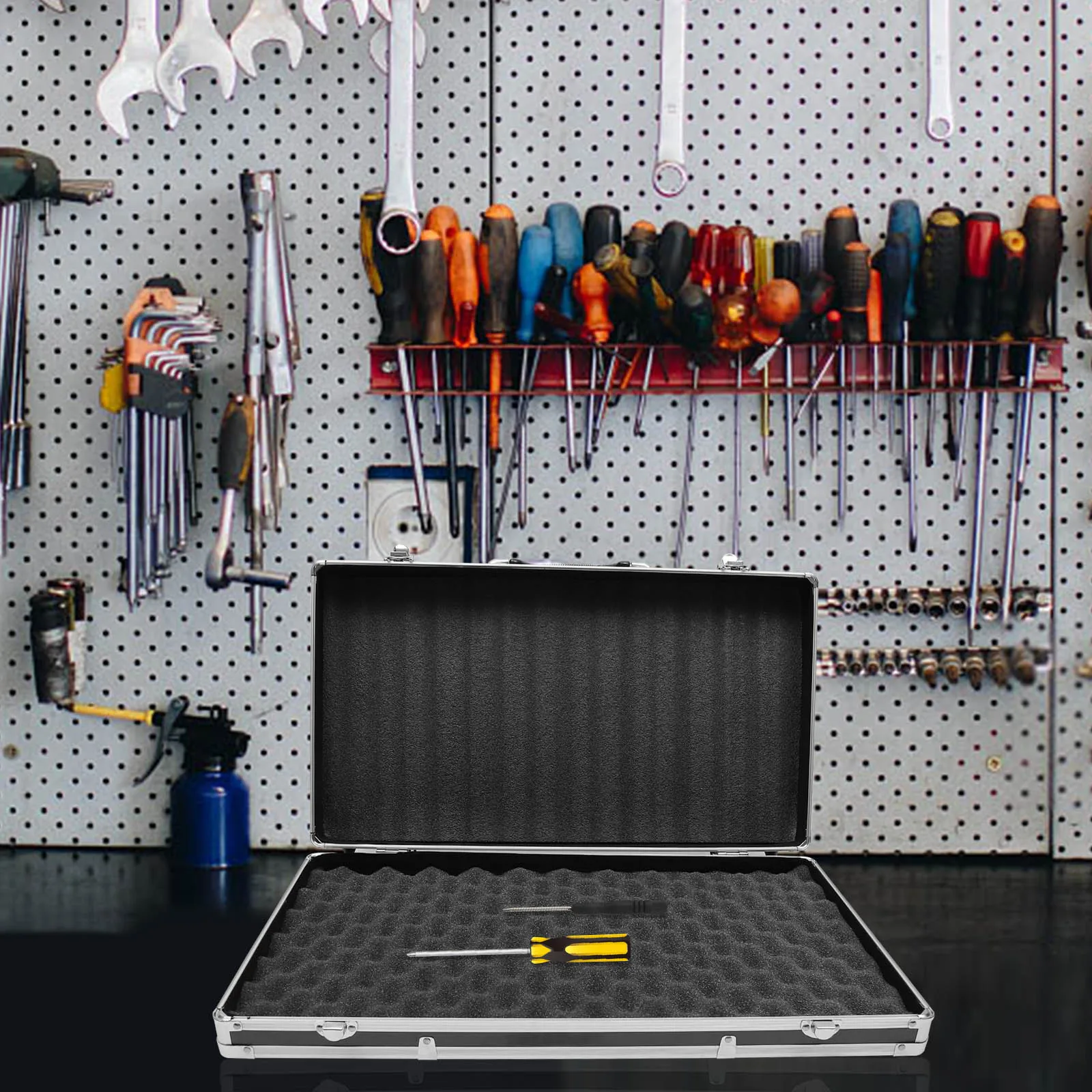 Aluminum Tool Box Portable Instrument Box Storage Case with Sponge Lining Handheld Impact resistant Equipment Tool Parts Box