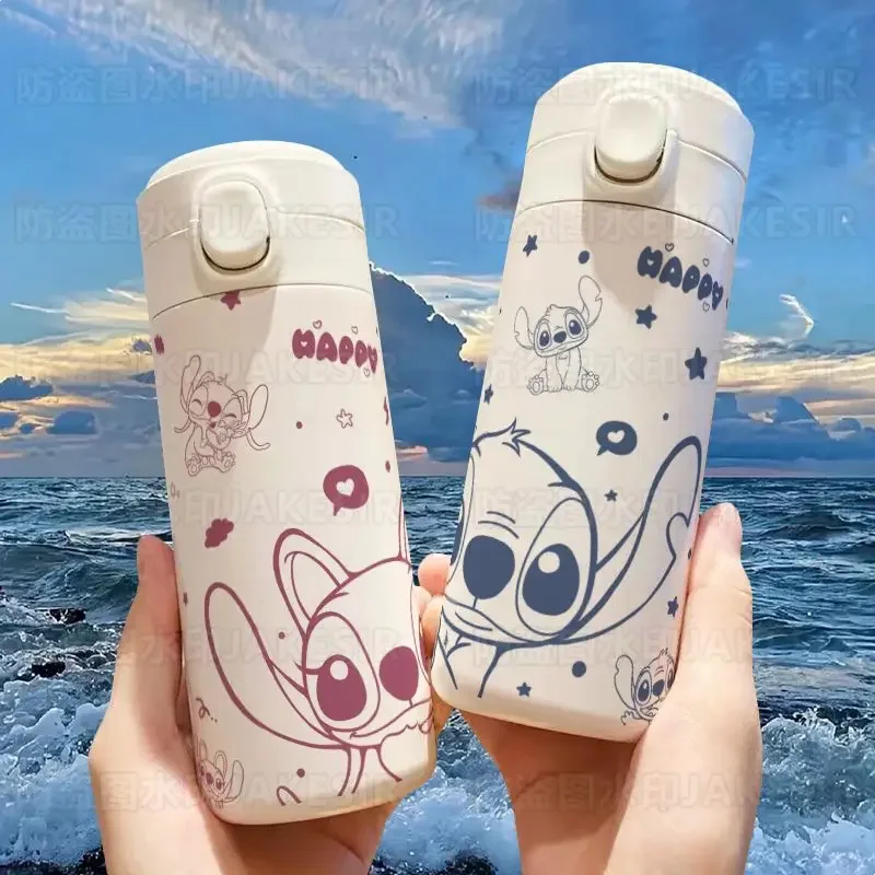 Disne cartoon Lilo & Stitch Couple Student thermos cup portable 304 stainless steel kettle Vacuum cup boy girl gift