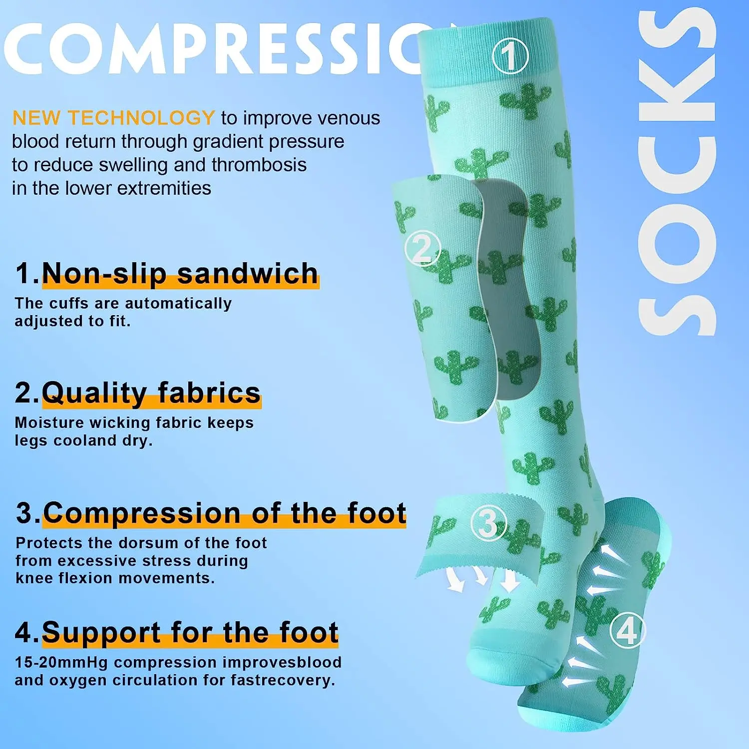 50 Styles Compression Socks Sports Happy Compression Socks Best for Anti Fatigue Pain Relief Knee High Men Women Socks