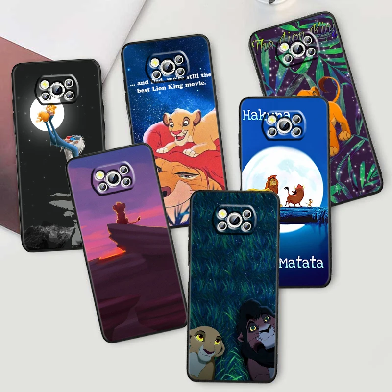 Matata Tiger Disney Cute For Xiaomi Mi Poco F5 F4 F3 F2 X5 X4 X3 M6 M5 M5S M4 M3 C40 Pro GT NFC 5G Black TPU Phone Case