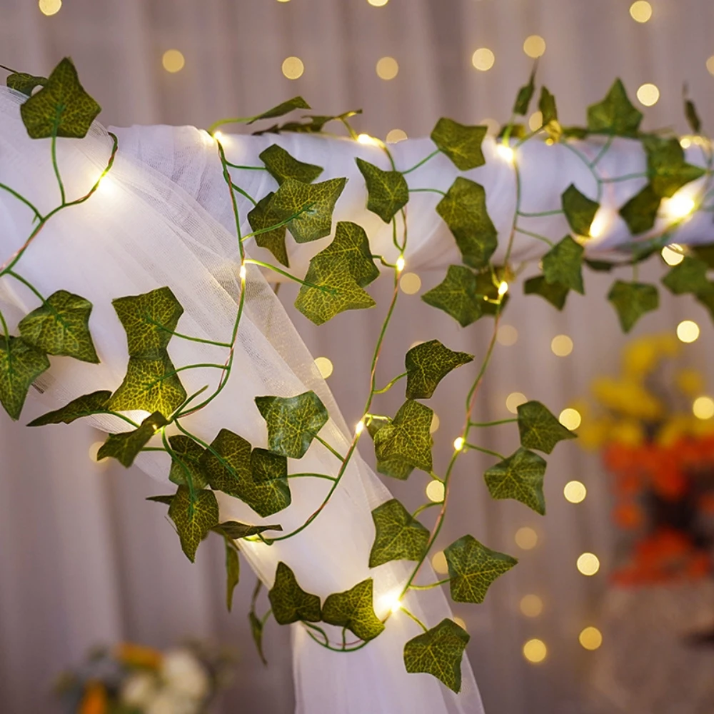 Lampki Fairy Lights 2/5/10M zasilane przez USB/baterie, girlanda z liści klonu, lampki LED, 20/50/100 LED, dekoracje świąteczne, oświetlenie świąteczne