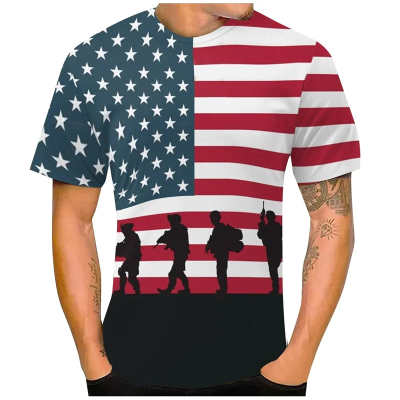 United States Flag Top Summer Men Clothing Plus Size Street Fashion T-Shirt Vintage 3D T-Shirt Men\'S Tees 3d Print High Quality