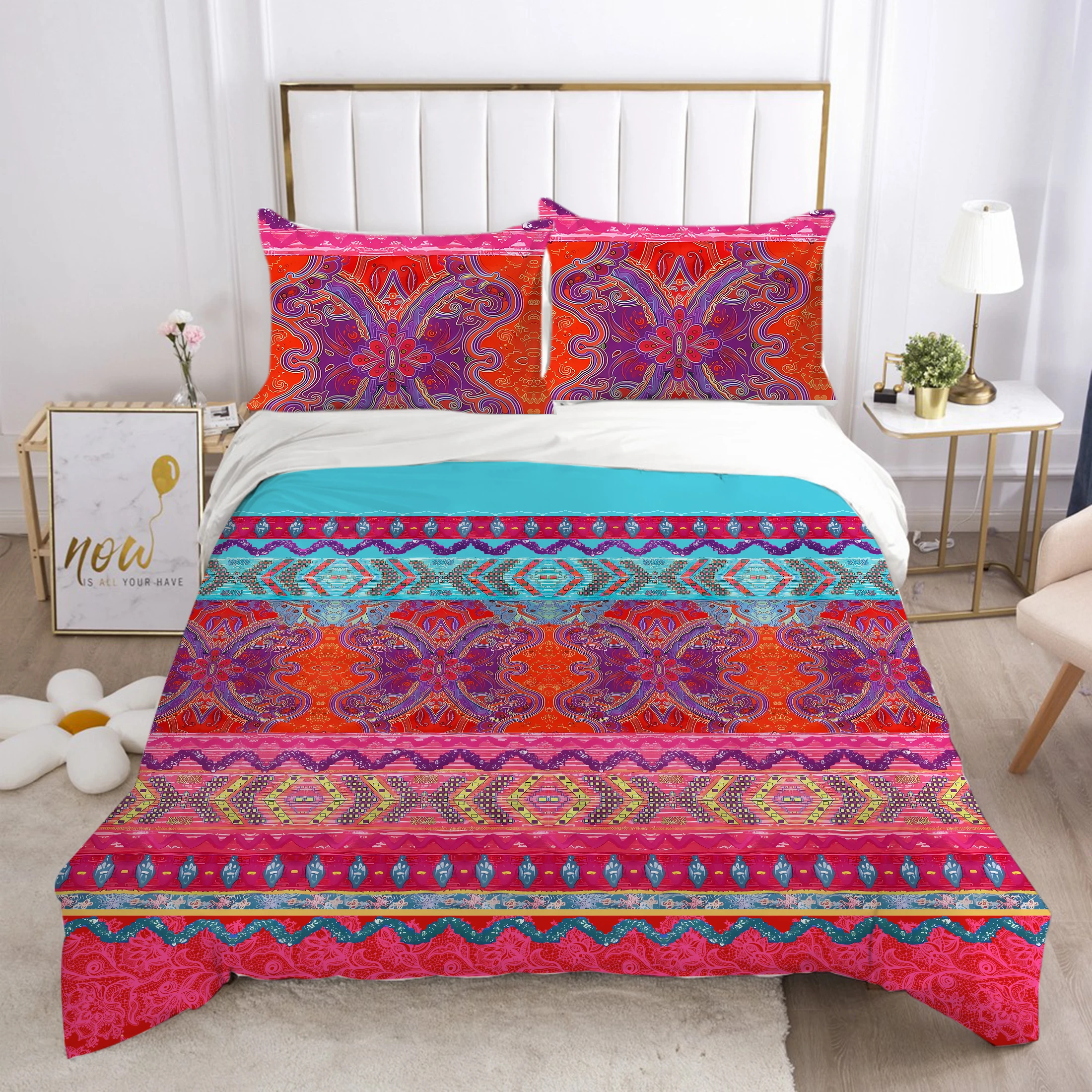 

Luxury Bohemian Comforter Cover Set Home Bed Duvet Cover 3D Floral Bedding Set