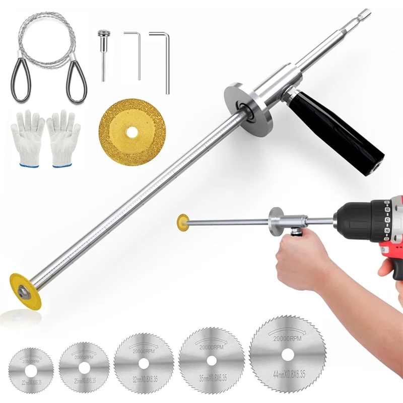AB66-Cutting Tool For Pvc Pipe- Inside Pipe Cutter With Handle, 7 Inch Diamond Grit Wheel& Adjustable Cutting Depth Gauge Guide
