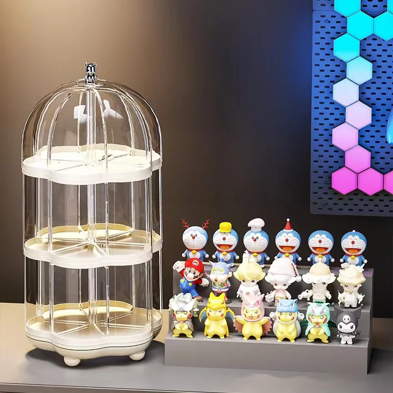 Handmade Display Cabinet Clear Acrylic Blind Box Storage Rack Doll Scene Display Doll Dustproof Box 360° Rotation