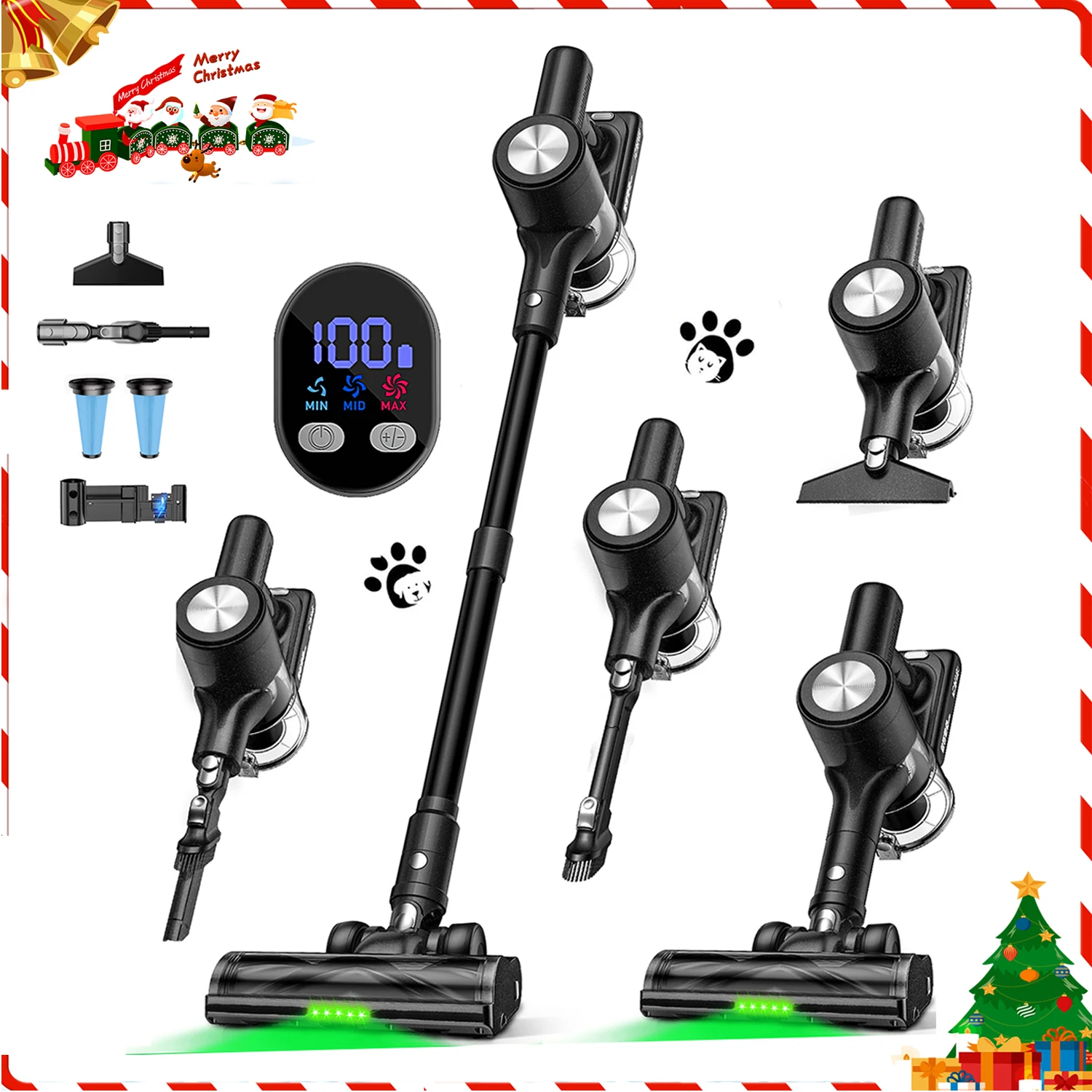 Aspirateur sans fil, 50Kpa/55min, bâton puissant autoportant, léger, pour poils d'animaux domestiques, sol dur, tapis