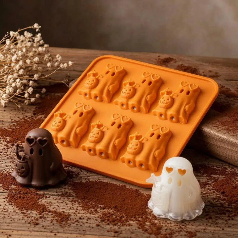 Ghost Ice Cube Tray Food Grade Silicone Ice Tray Ghost Ice Cube Mold Tray 6 Cavity Silicone Ghost Shape Maker Flexible Halloween