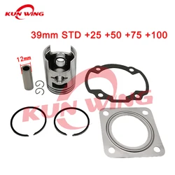 39MM +25 +50 +75 +100 12MM Piston Ring Kit for Honda DIO50 DIO 50 50CC Scooter Parts