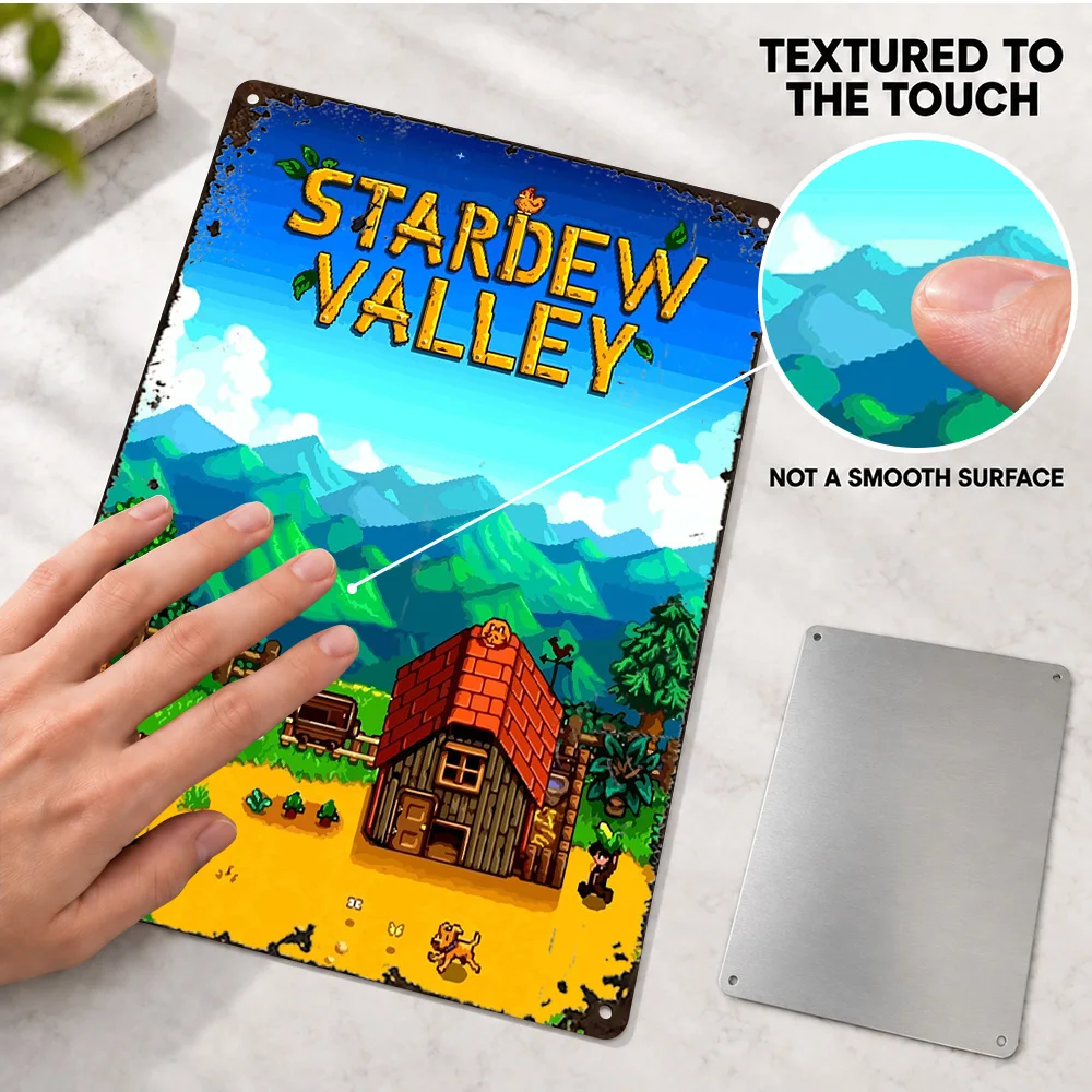 Stardew Valley Game Aluminum Poster Customized Metal Sign Pixel Graphic Style Wall Art For Home Office Gaming Enthusiast Gift