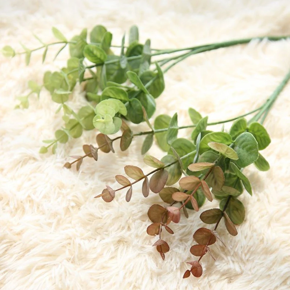 

4 Pcs Artificial Eucalyptus Plants Decorations Fake Green Leaves Home Garden Party Bedroom Balcony nament Eco Plastic