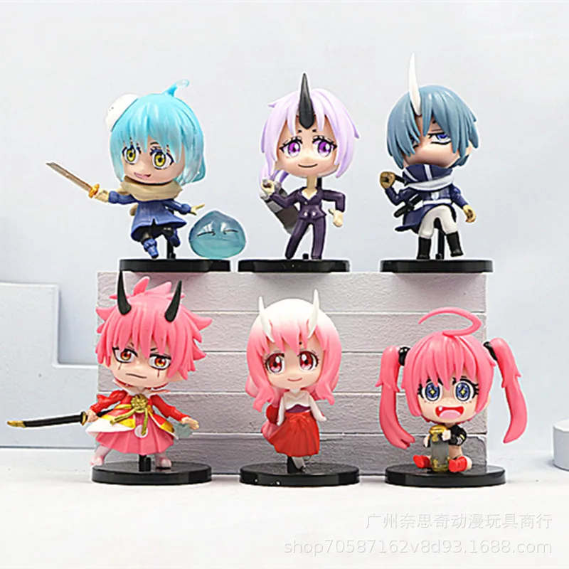 

6pcs/set Anime Slime q-version kawaii Standing posture Action Figure PVC Model statue Toys Desk Decor Collectible Gifts