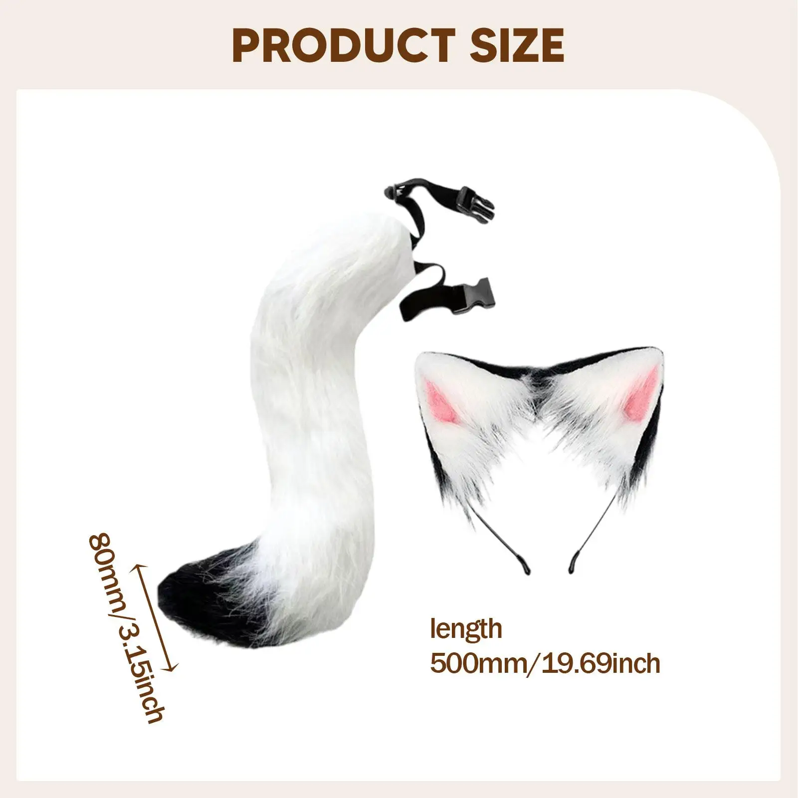 Set orecchie e coda, costume da animale per feste cosplay, compleanni.
