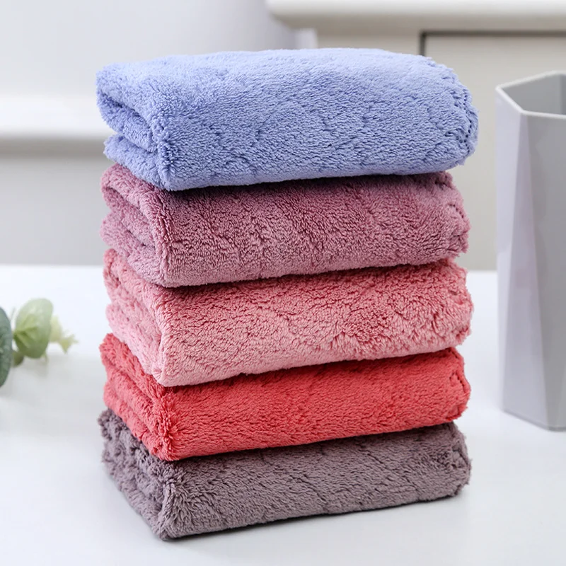 5Pcs 30*30cm Coral Fleece Dishcloth Hand Towel Cleaning Cloth Soft Absorbent Home Kitchen Sanitation Tableware Cleaning Tools