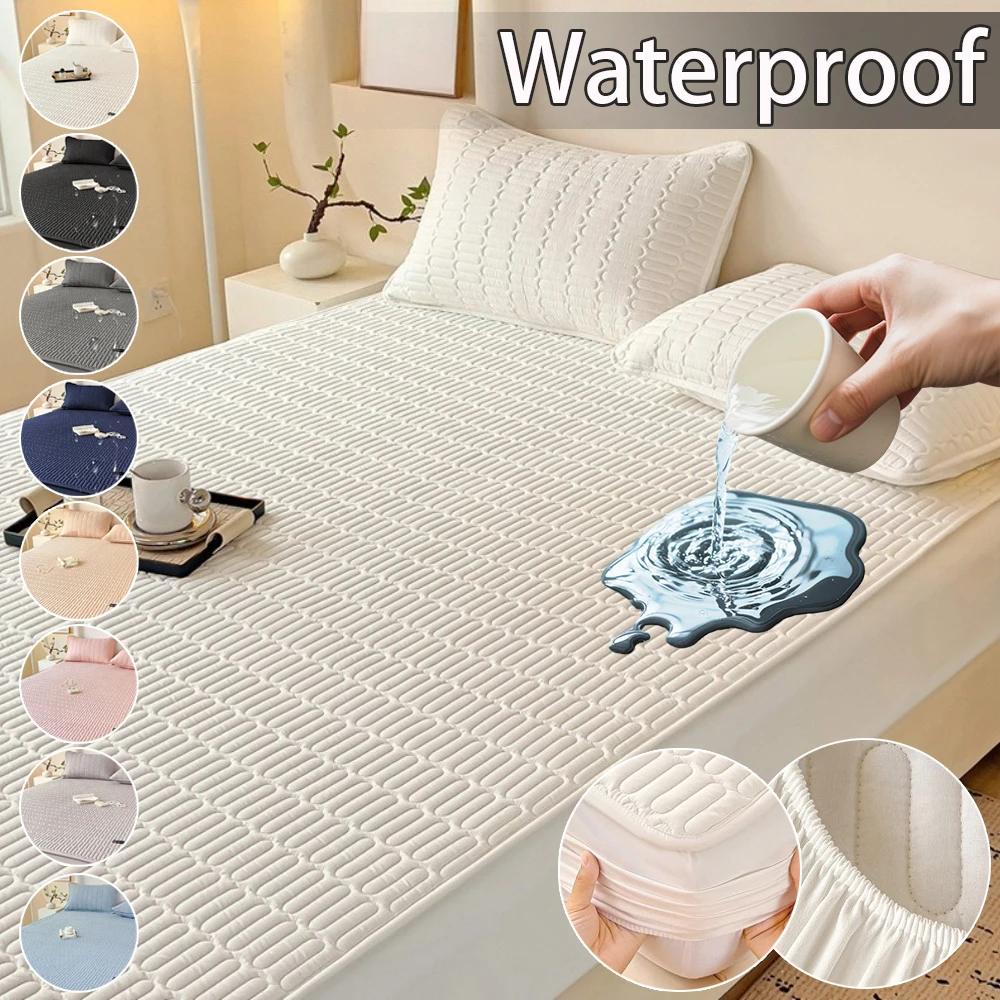

90-200cm Waterproof Mattress Topper Pad Thickened Dustproof Mattress Protector Non-slip Fitted Bed Sheet for Home Hotel Decor