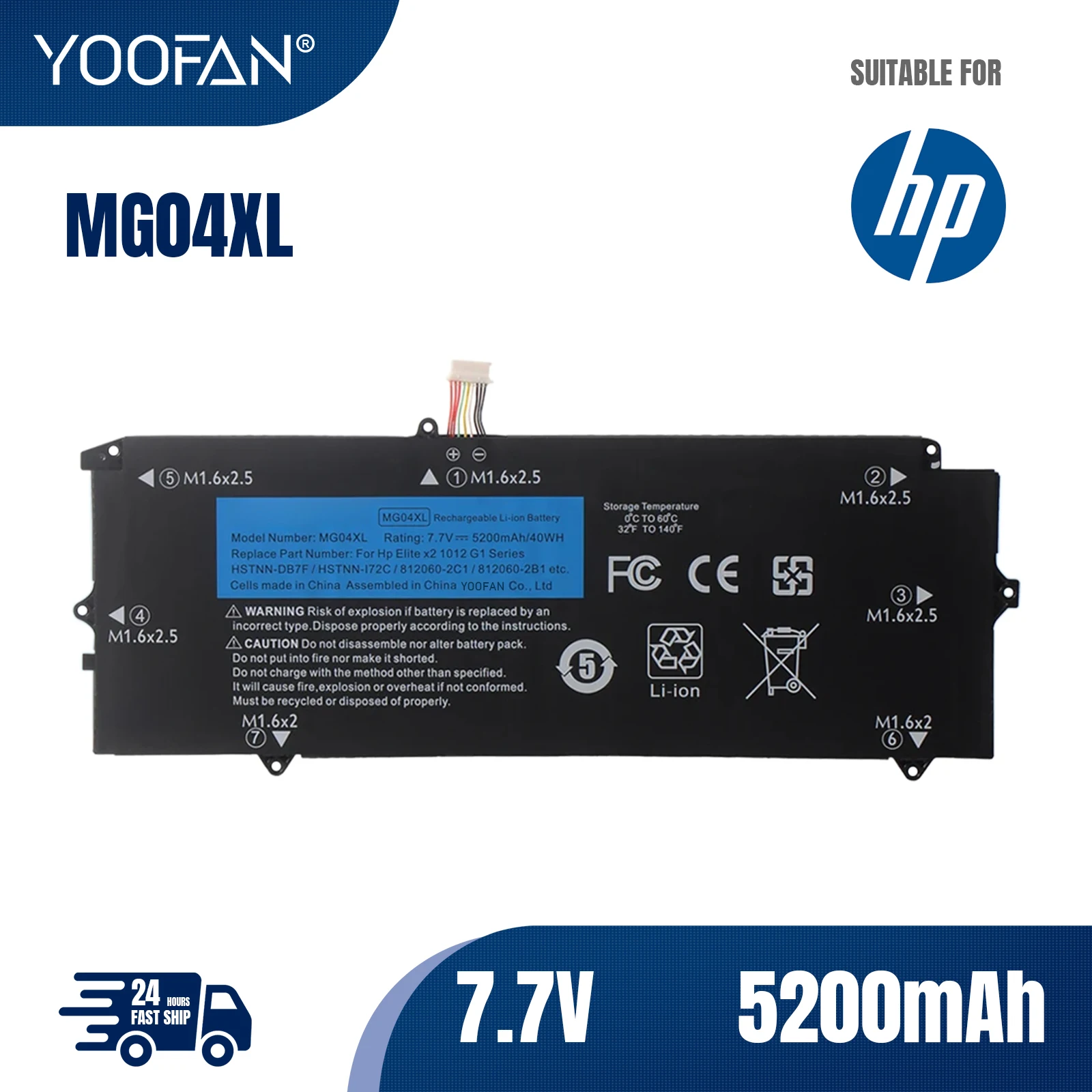 YOOFAN batería modelo MG04XL para ordenador portátil, parte de PC para HP Elite X2 1012 G1 Series MG04 812060-2B1 812060-2C1