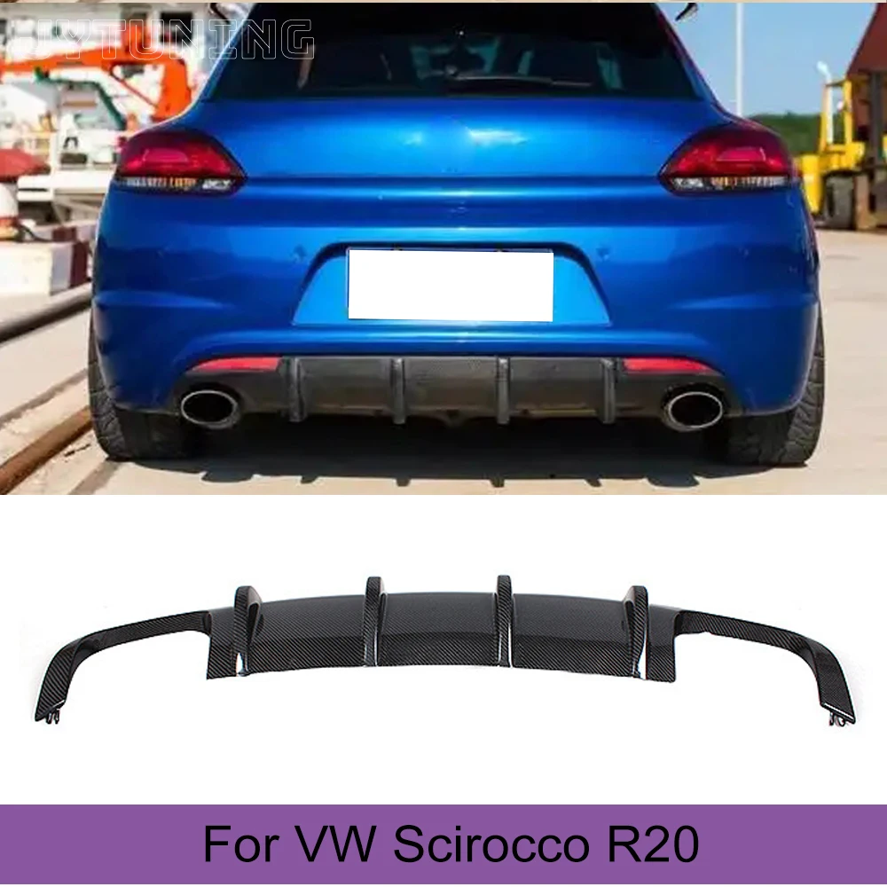 

Carbon Fiber Car Rear Bumper Diffuser Lip Spoiler for Volkswagen VW Scirocco R20 Bumper 2009 - 2016 Black FRP Bumper Guard