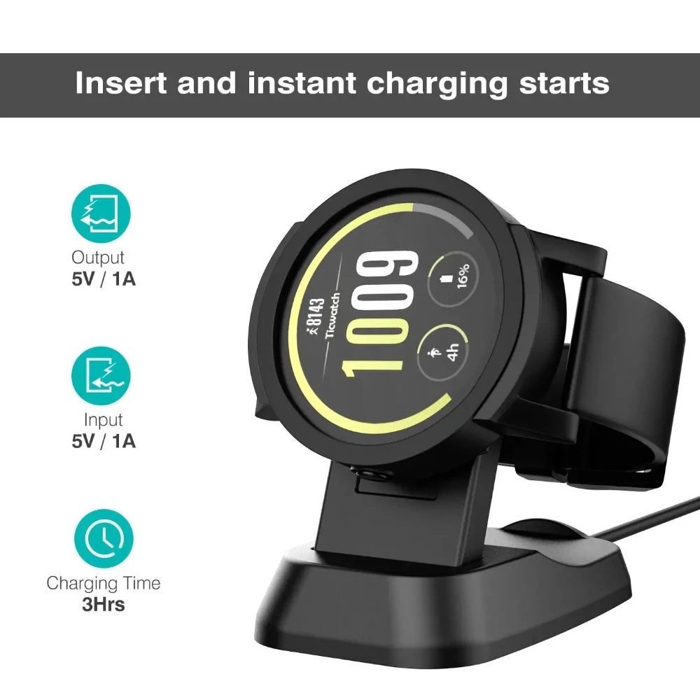 Зарядная док-станция для Ticwatch S/E, сменная зарядная подставка, адаптер, держатель с USB-кабелем для Ticwatch S/E Watch