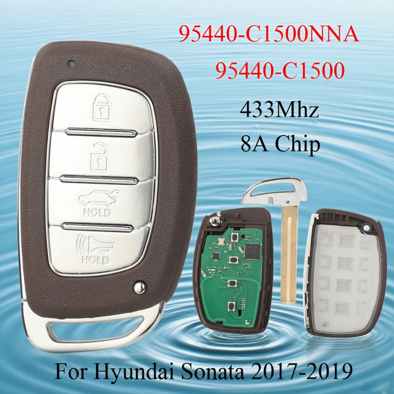 

jingyuqin 4BTN 433MHz 8A Chip Smart Remote Car Key FOB For Hyundai Sonata 2017 2018 2019 95440-C1500 /C1500NNA /C2500 CQOFD00120