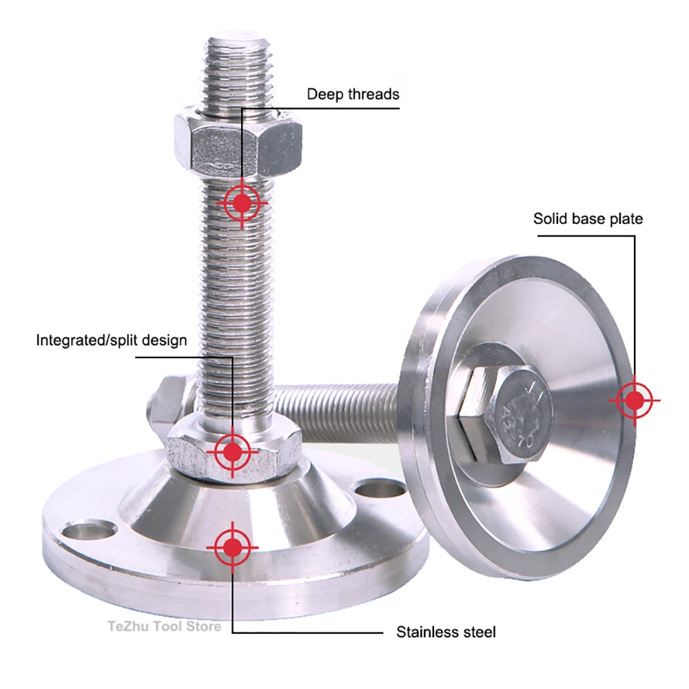 1PCS 304 Stainless Steel Heavy-Duty Balance Support Foot M8 M10 M12-M30 Fixed Adjusting Feet For Industry, Machinery,Furniture