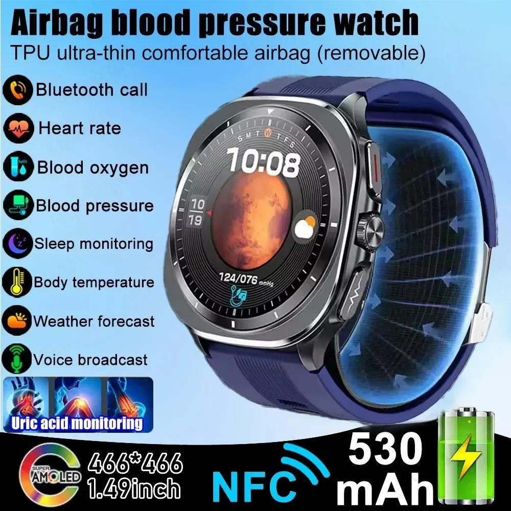 Nuevo Reloj Inteligente con Diagnóstico IA para Hombre, Bomba de Aire con Airbag, Medición Precisa de Presión Arterial, ECG, Ácido Úrico y Lípidos, Compatible con XIAOMI