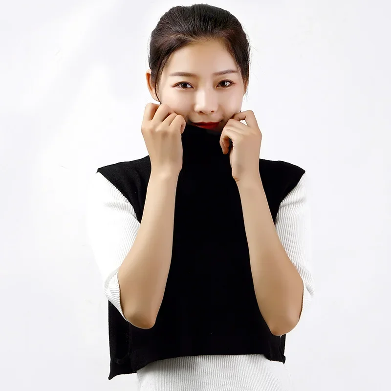 여성용 울 분리형 칼라 가짜 목 모크 후드 단색 가짜 스웨터, 여성용 터틀넥 넥웨어, 의류 액세서리