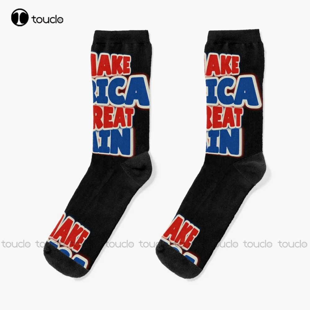 Make America Great Again Socks Mens Colorful Socks 360° Digital Print Comfortable Girls Sports Christmas Gift New Popular Girls