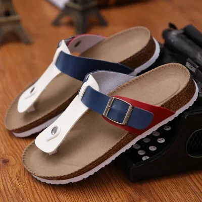 New Summer Beach Cork Slippers Sandals Casual Double Buckle Clogs Sandalias Women men Slip on Flip Flops Flats Shoes