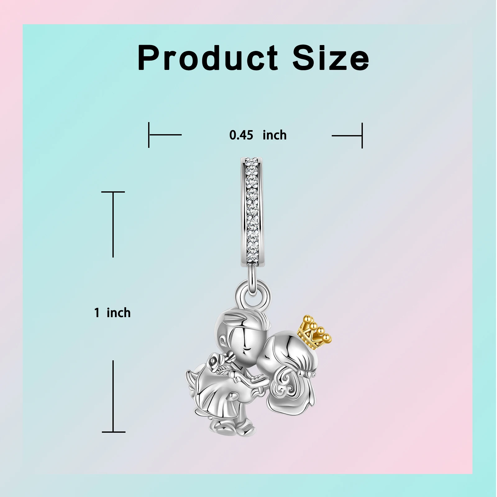 925 Sterling Silver Princess Couple kiss Crown Pendant Charm Fit Original Pandora Charms Bracelets Women DIY Jewelry Gift