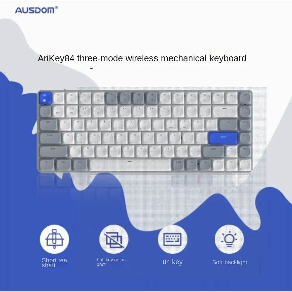 

AUSDOM Dwarf Tea Shaft Tri-mode Mechanical Keyboard BT/2.4G/Type-c Mute Ultra-Thin Portable for Mac Apple iPad Office Tablet PC