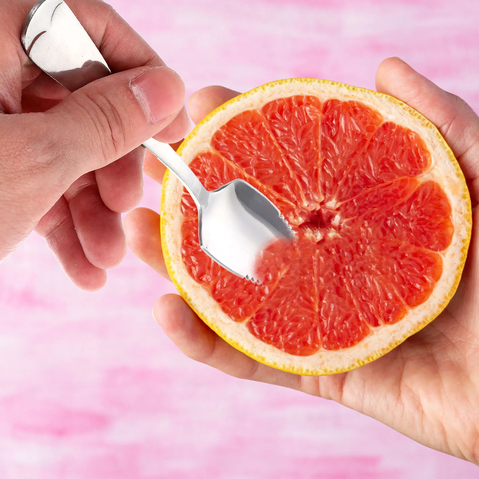 

2Pcs Fruit Spoons Stainless Steel Serrated Edge Polished Surface Comfortable Grip Ideal for Grapefruit Dessert Coffee Stirring