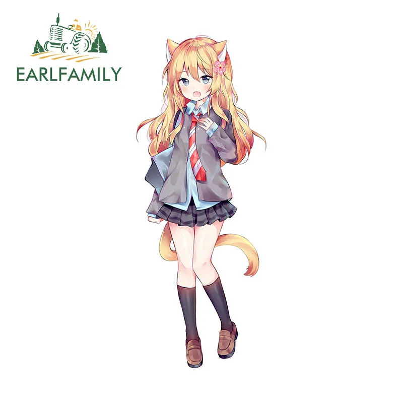 EARLFAMILY الكرتون ريكو Kawaii Nihongo ملصقات السيارات مقاوم للماء دراجة نارية الرؤية الخلفية ملصق مائي مكيف الهواء الفينيل ديكور إبداعي