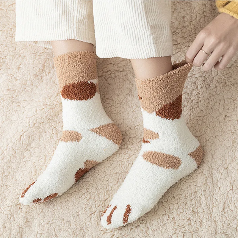 Fashion Womens Cats Paw Stripe 3d Socks Kawaii Fun Thick Girls Cartoon Animal Fingers Sock Hosiery Toe Zebra/Tiger/Cat Foot Sox