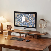 Black Walnut Desktop Monitor Riser Ergonomic Laptop Stand Office Desk Organizer for Computer Screen Space Saving Computer Desk