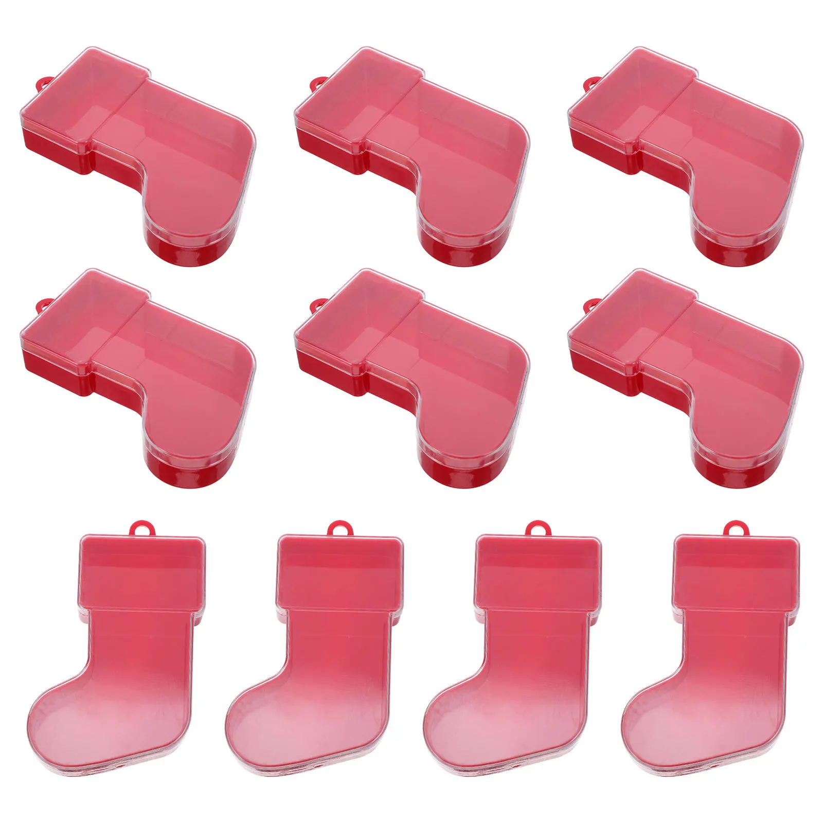 

10Pcs Christmas Decoration Packaging Box Clear Plastic Hanging Ornaments Fillable Treat Jars for Holiday Party Favors Candy Gift