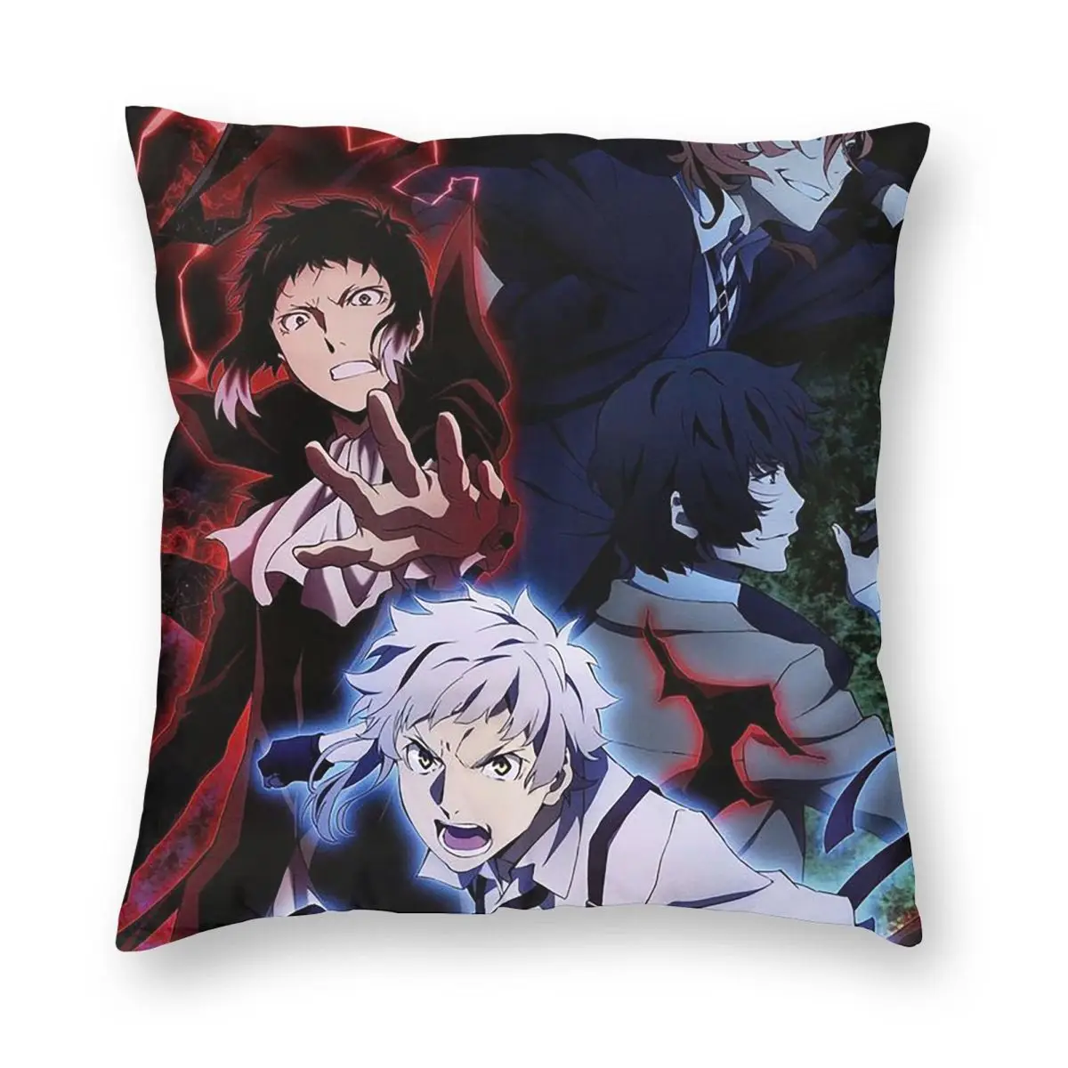Anime Bungo Stray Dogs Square Pillowcase Pillow Cover Cushion Zip Decorative Comfort Throw Pillow for Home Car