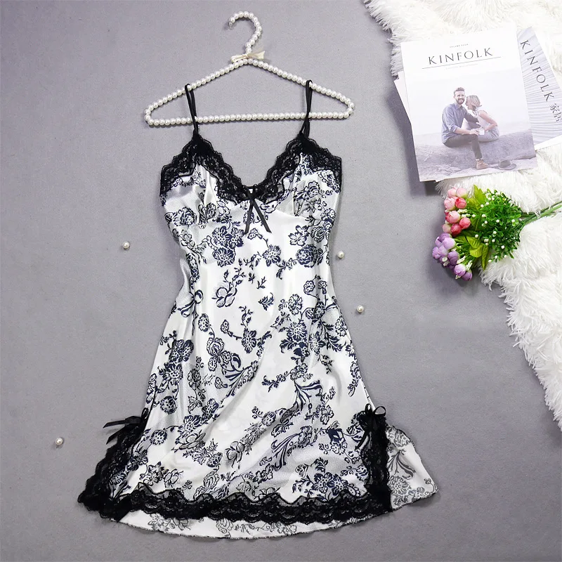 Women\'s Cool Pajamas Halter Nightgowns Lace Ice Silk Nightgowns Breathable Lace Celadon Nightgowns Young Girls Homewear Korean